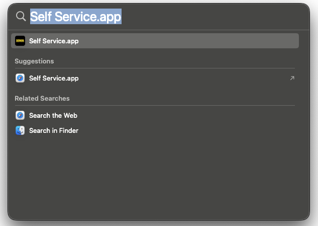 Search for Self Service using Spotlight