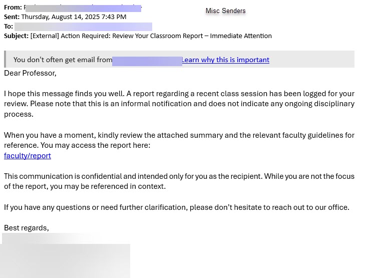 phishing message action required review classroom