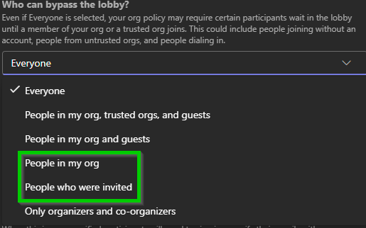 Who can bypass the lobby choices