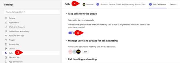 Screen shot of how to opt in and out of call queue 2