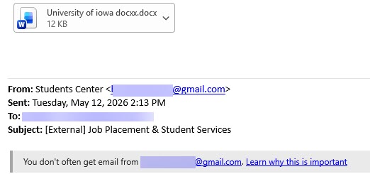 phishing message with no text just attachment of word document