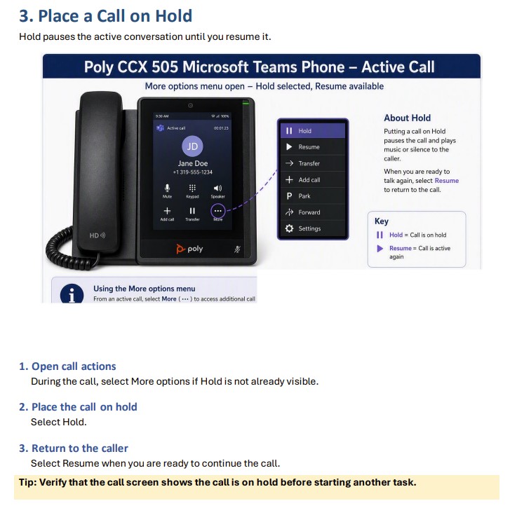 ccx call hold