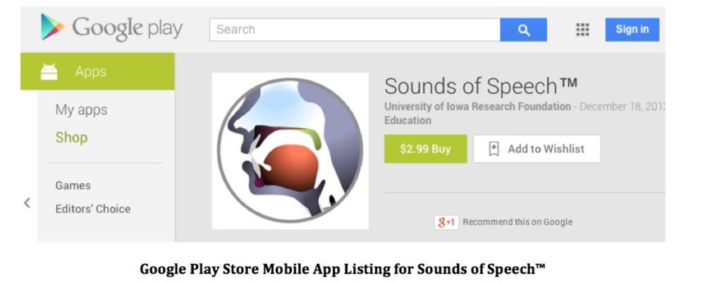 Google Play Sounds of Speech app 