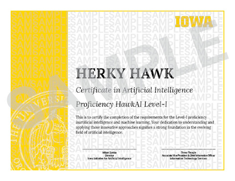 Mock-up of a certificate