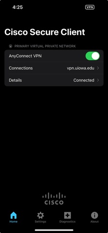 This image shows a small box in the upper right corner of the phone showing that the VPN has been connected successfully.