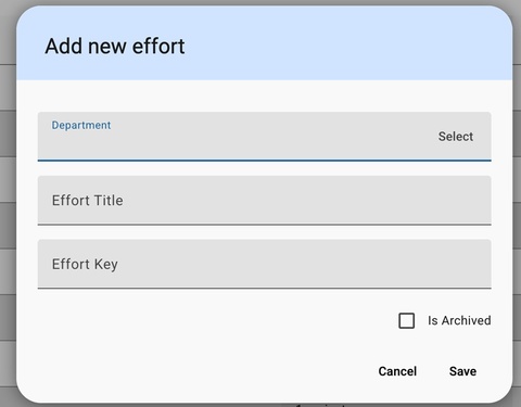 Add the required details of a new effort.