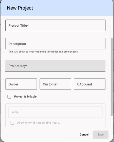 Add the required details to create a new project. 