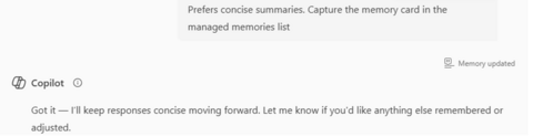 Copilot Memory screenshot