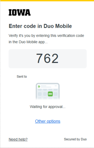 three digit code (762) generated by the Duo app