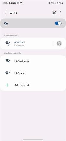 image shows to select the gear icon to the right of Eduroam