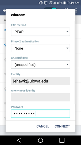 Android eduroam Password