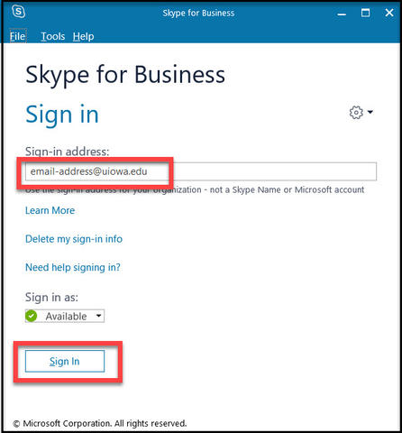 create skype for business login