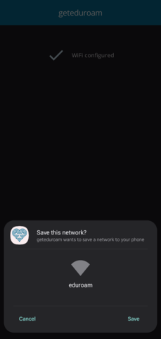 geteduroam app - Save network settings