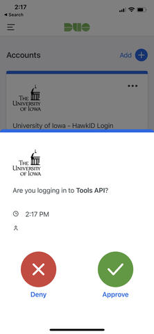 Screenshot of phone screen with verification prompt.