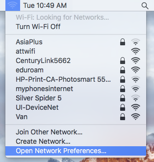 OS X Open Network Preferences...