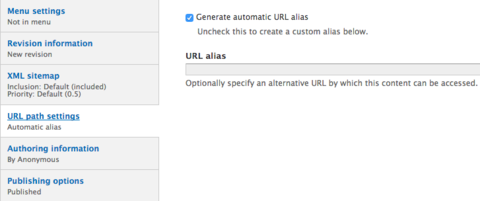 URL path settings options