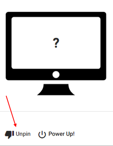 Unpin the computer by clicking the "unpin" button located at the bottom left of the device