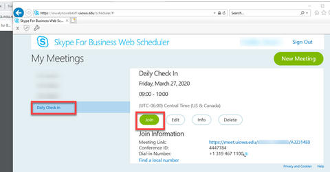 skype for business web scheduler