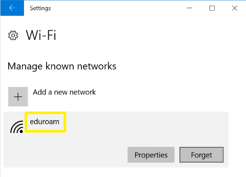 Windows 10 click the eduroam network