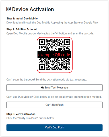 device activation screenshot showing where to scan the QR code