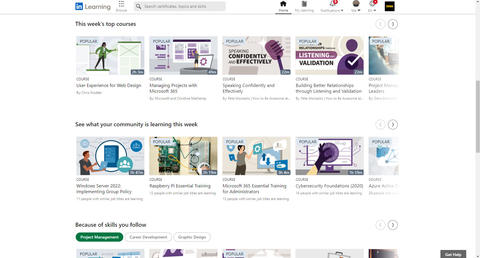 linkedin learning screenshot of video browsing