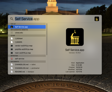 macOS Search for Self Service app using Spotlight Search