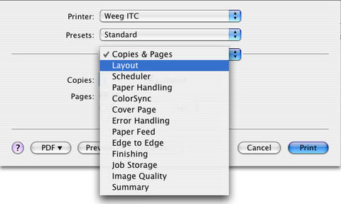 pdf printer driver settings for mac