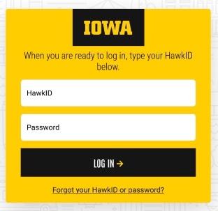 HawkID login screen