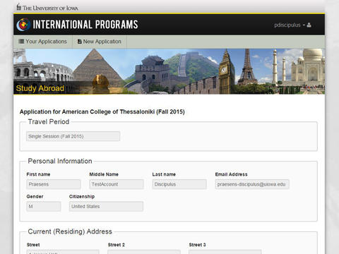 Study Abroad Online custom built application sample photo