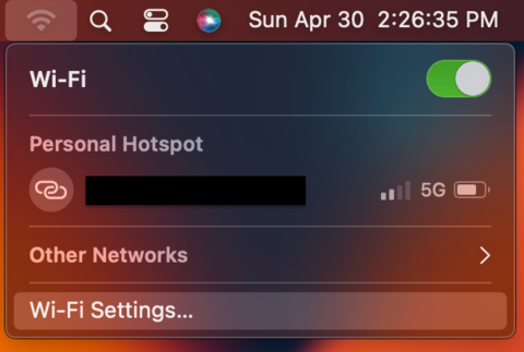highlighted - open network preferences...