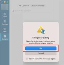 "emergency calling" popup box with triangle icon