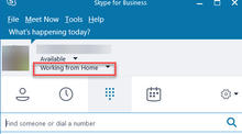 "Working from home" text shown under name with a red box around it