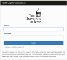HawkID login page