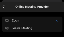 Online Meeting Provider window