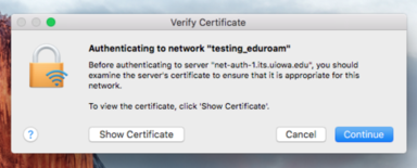 MacOS Certificate Dialog screenshot