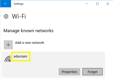 Windows 10 click the eduroam network