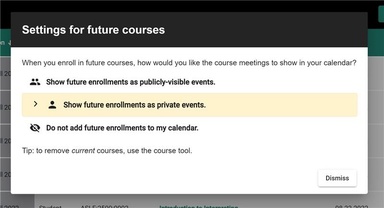 Settings for future courses