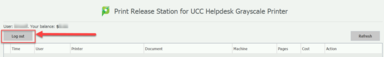 Log out of print release station screen