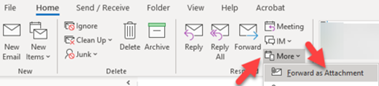 Forwarding a message sent as an attachment in Outlook