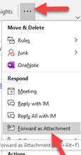 Forward as attachment button in Outlook