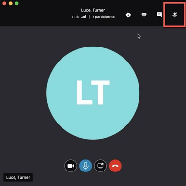 Button on top right on far right to add people to a call
