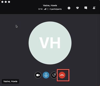Button on the right to end the call