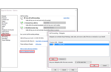 Adding Delegate within Call Forwarding Menu Adding Delegate within Call Forwarding Menu