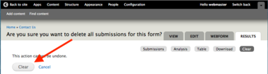 Button to confirm to delete all webform submissions