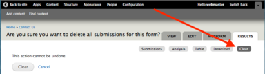 Link to clear all submitted data for a webform