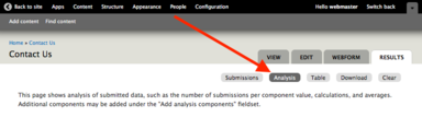 Analysis link for a webform