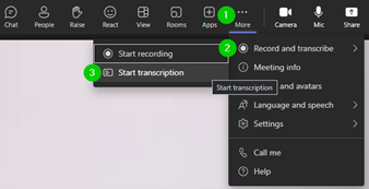 Teams Start Transcription