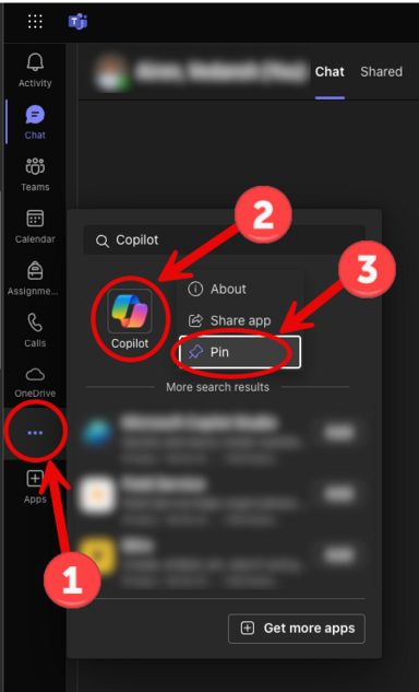 Pin Copilot App in Teams
