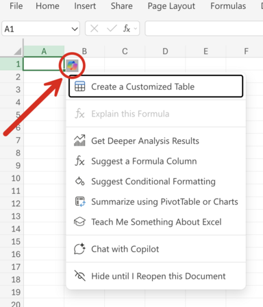 Icon for Inline Copilot in Excel