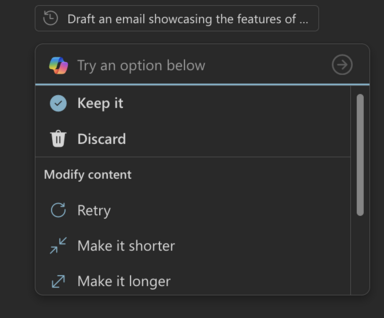 Inline Copilot Response Options